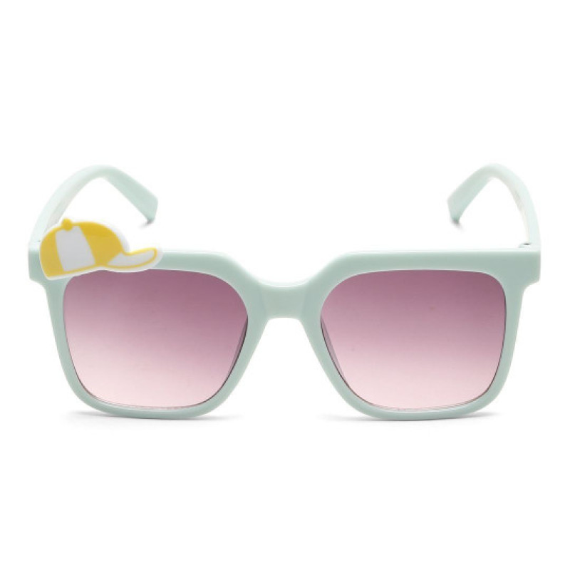Unisex Kids Brown Lens & Blue Square Sunglasses